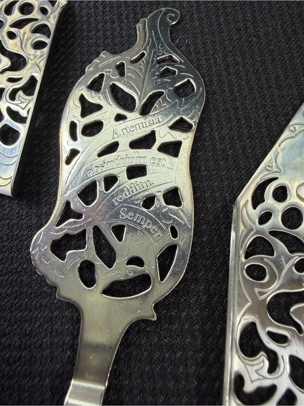 ABSENTE Absinthe Sugar Spoons Lot of 3 Cocktail Barware Slotted Wormwood Bar